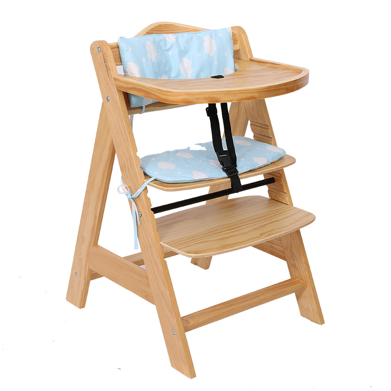 Chaise haute bébé pliable en bois pour manger