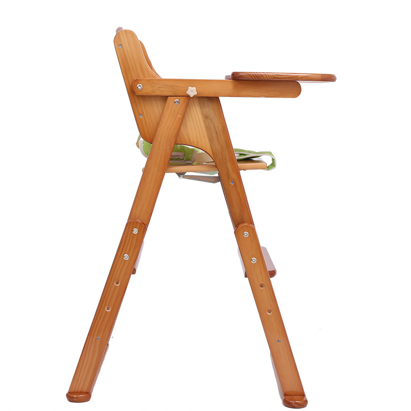 Chaise haute réglable en bois massif pour bébé