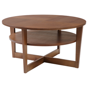 Table basse ronde en bois avec étagère ouverte de rangement